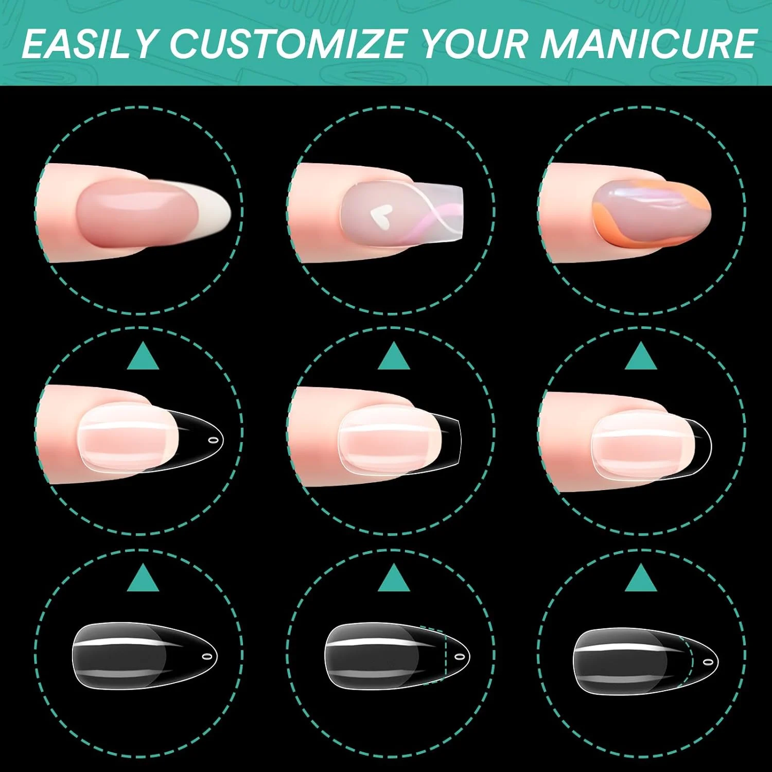 نکات ناخن بادامی Alyvisun، 550 عدد ناخن مصنوعی شفاف با 240 عدد برچسب ژل نرم، 11 سایز ناخن مصنوعی اکریلیک پوشش کامل نیمه مات برای اکستنشن ناخن نکات ناخن بادامی Alyvisun، 550 عدد ناخن مصنوعی شفاف با 240 عدد برچسب ژل نرم، 11 سایز ناخن مصنوعی اکریلیک پوشش کامل نیمه مات برای اکستنشن ناخن