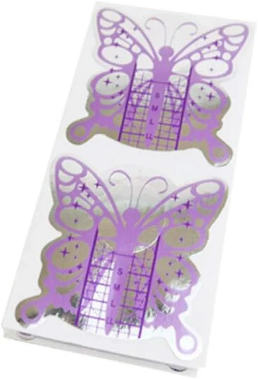 100 عدد فرم راهنمای طراحی ناخن طرح پروانه بنفش برای اکستنشن ژل UV و کاشت ناخن