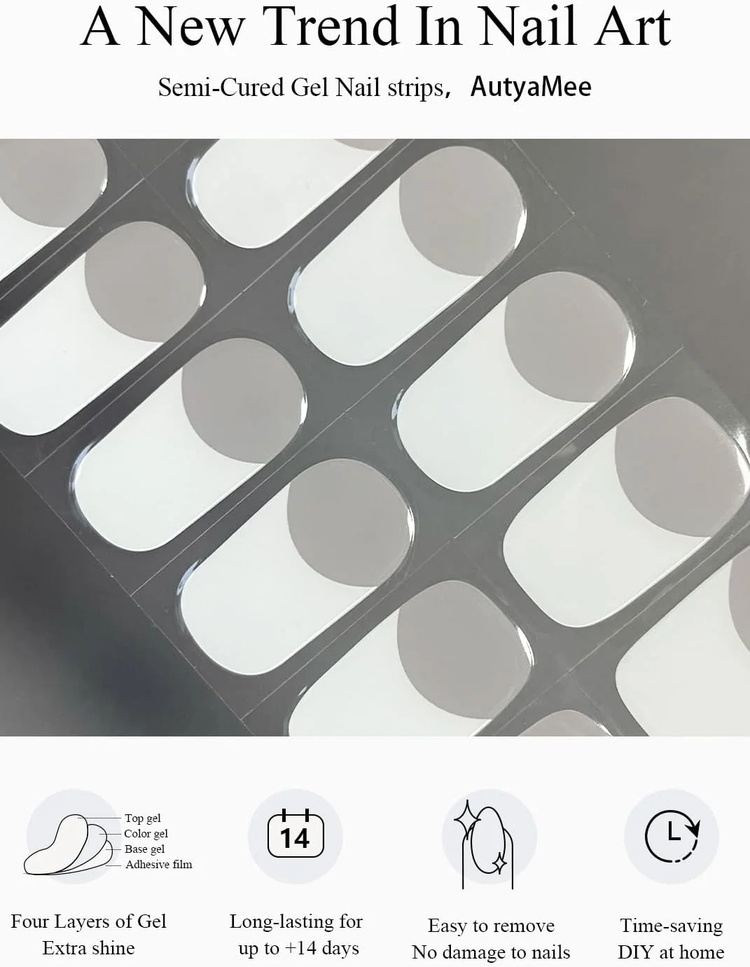 برچسب ناخن ژلی نیمه پخته AutyaMee (فرنچ کلاسیک)، نوک فرنچ سفید، 20 عدد روکش ناخن ژلی، استیکر، نیاز به نور UV، کیفیت سالنی، ماندگاری طولانی برچسب ناخن ژلی نیمه پخته AutyaMee (فرنچ کلاسیک)، نوک فرنچ سفید، 20 عدد روکش ناخن ژلی، استیکر، نیاز به نور UV، کیفیت سالنی، ماندگاری طولانی