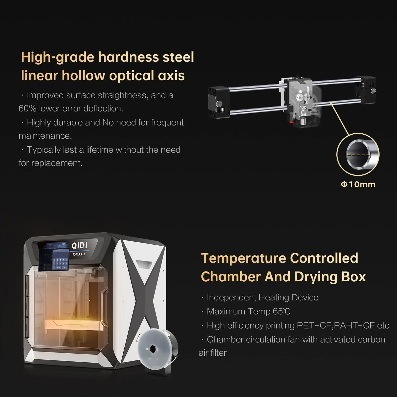 پرینتر سه بعدی QIDI MAX3، حداکثر 600mm/s، پرینتر FDM، ابعاد چاپ بزرگ 32.5x32.5x31.5 سانتی متر، بدنه فلزی Core XY، اکسترودر Direct Drive، تراز خودکار، گرمایش محفظه تا 65 درجه سانتیگراد پرینتر سه بعدی QIDI MAX3، حداکثر 600mm/s، پرینتر FDM، ابعاد چاپ بزرگ 32.5x32.5x31.5 سانتی متر، بدنه فلزی Core XY، اکسترودر Direct Drive، تراز خودکار، گرمایش محفظه تا 65 درجه سانتیگراد