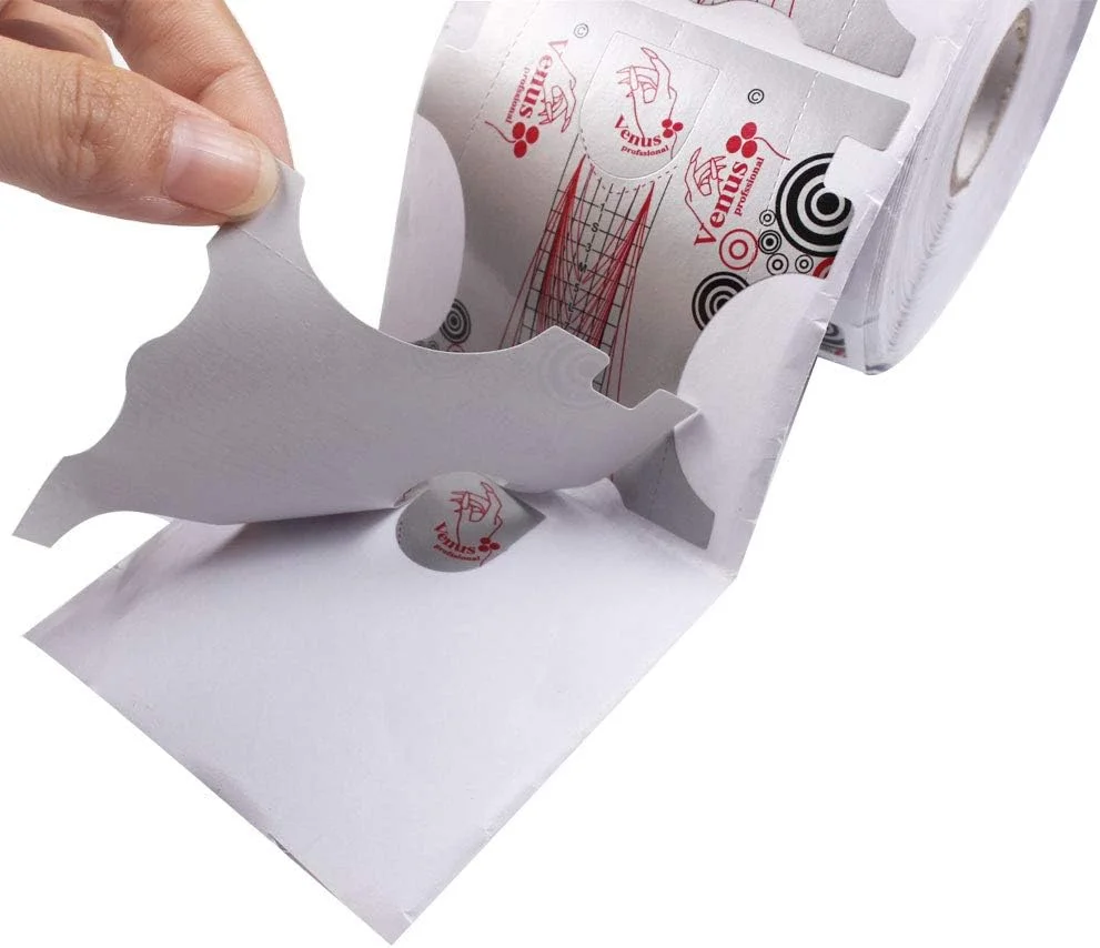 500 عدد فرم ناخن BeautyLeader، استیکرهای راهنمای طراحی ناخن برای اکریلیک، ژل UV، ابزار مانیکور و اکستنشن ناخن (1 رول / 500 عدد - نقره ای)