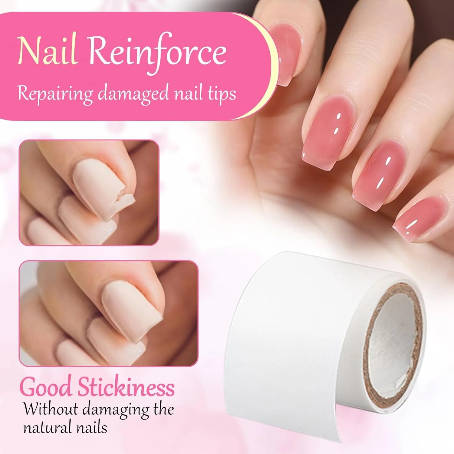 برچسب ابریشمی ناخن چسبی KASTWAVE، 3 رول استیکر فایبرگلاس اکستنشن طراحی ناخن، نوار تعمیر نوک ناخن با قابلیت برش آسان، نوک طراحی ناخن چسبی برای فرم ها
