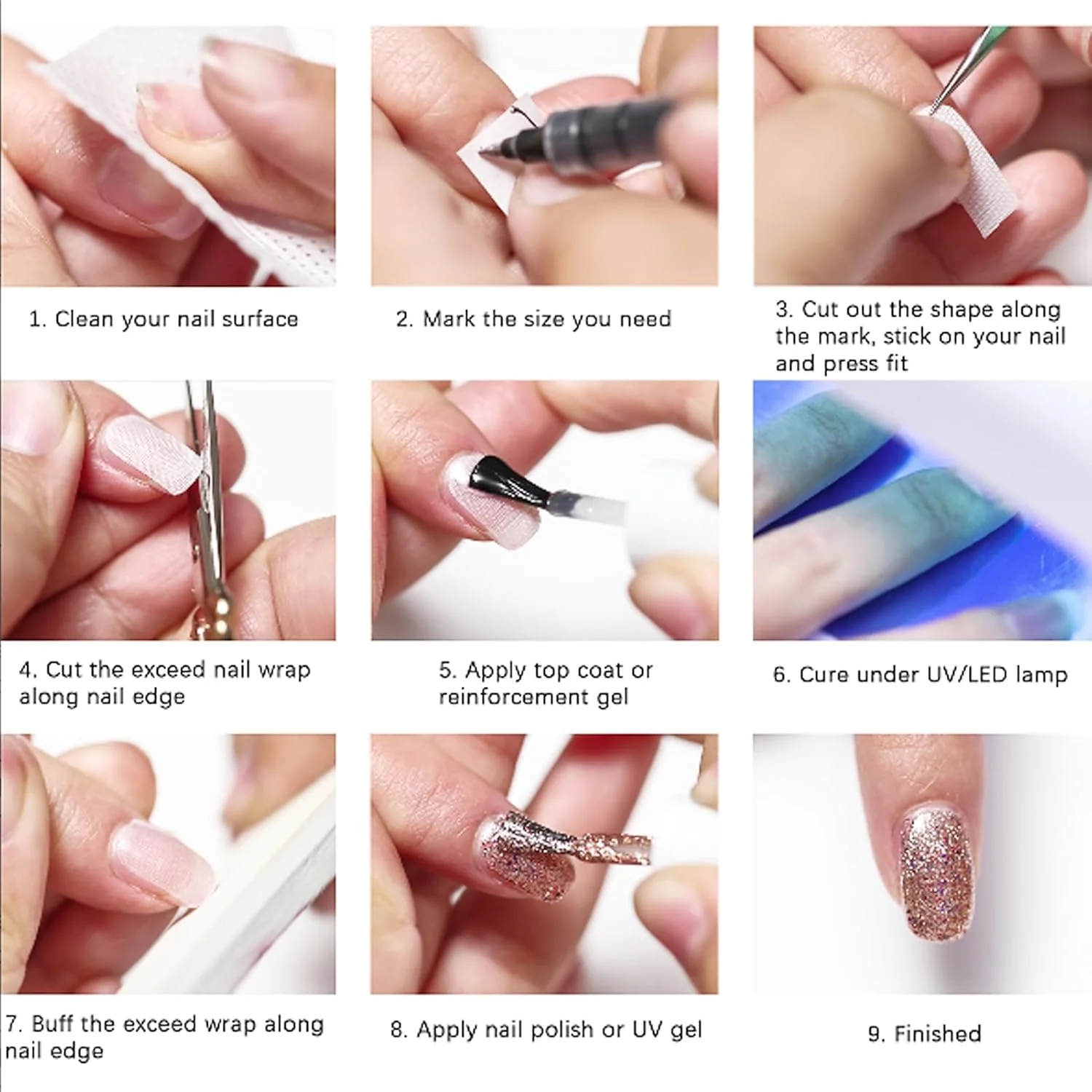 برچسب ابریشمی ناخن چسبی KASTWAVE، 3 رول استیکر فایبرگلاس اکستنشن طراحی ناخن، نوار تعمیر نوک ناخن با قابلیت برش آسان، نوک طراحی ناخن چسبی برای فرم ها