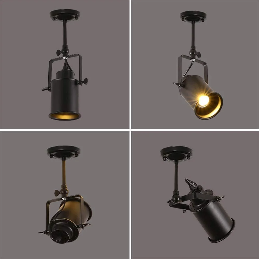 چراغ سقفی صنعتی مدل OUKA، چراغ نقطه ای قابل تنظیم E27، مناسب برای راهرو، رستوران، هتل، کافی شاپ - مشکی