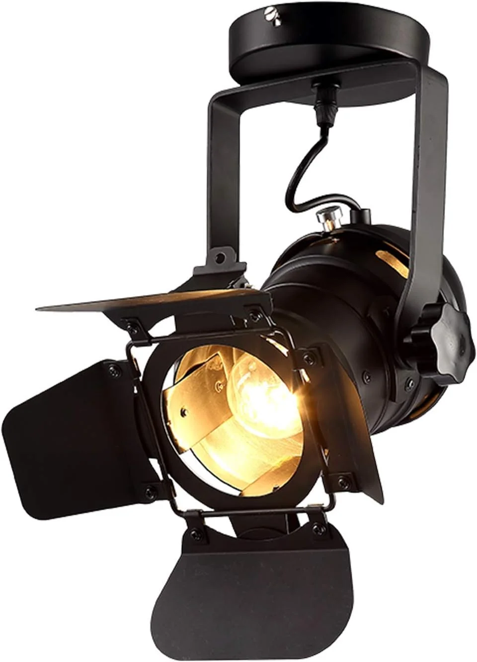 چراغ سقفی وینتیج FengYue، چراغ نقطه ای E27، چراغ دیواری/سقفی صنعتی، چراغ آویز فلزی قابل تنظیم برای تئاتر، استیج، ویترین فروشگاه، صنعت