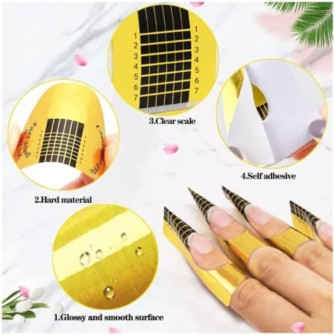 برچسب های فرم کاشت ناخن حرفه ای، طلایی، 500 عدد، سایز بزرگ برچسب های فرم کاشت ناخن حرفه ای، طلایی، 500 عدد، سایز بزرگ