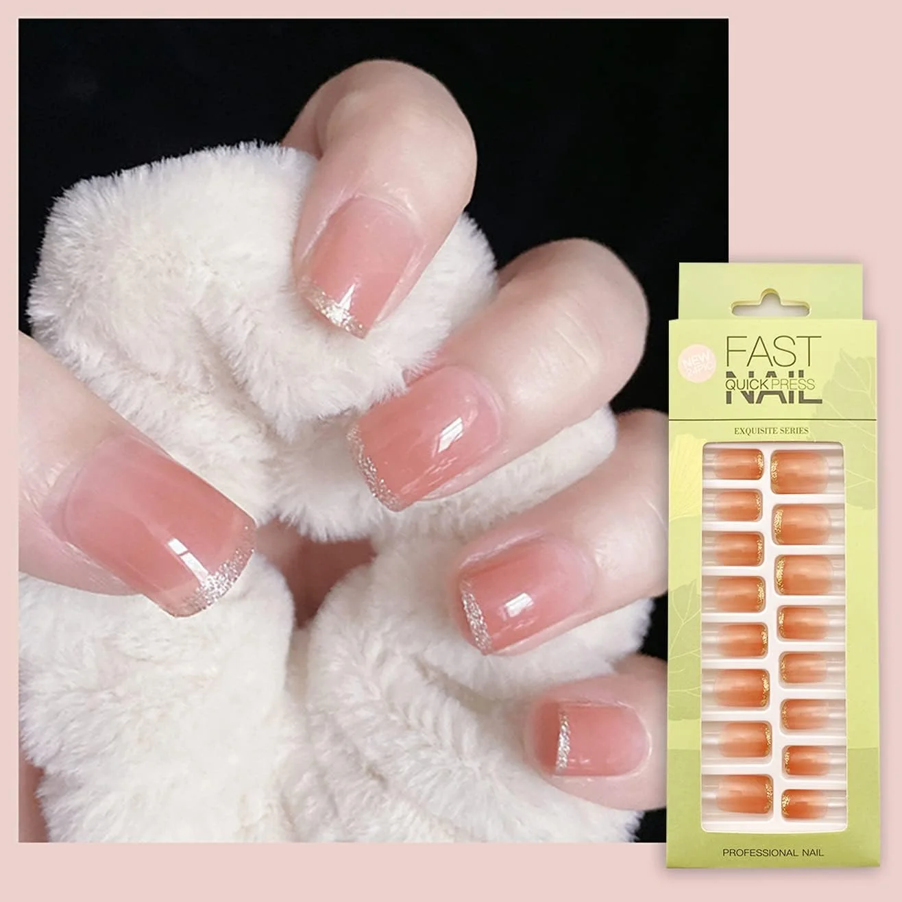 ناخن مصنوعی اکستنشن سانکیزرز (بسته 24 عددی) ناخن های مصنوعی فرانسوی بادوام، ست کامل ناخن های مصنوعی اکریلیک با برچسب های چسب ناخن و سوهان ناخن (مدل D)