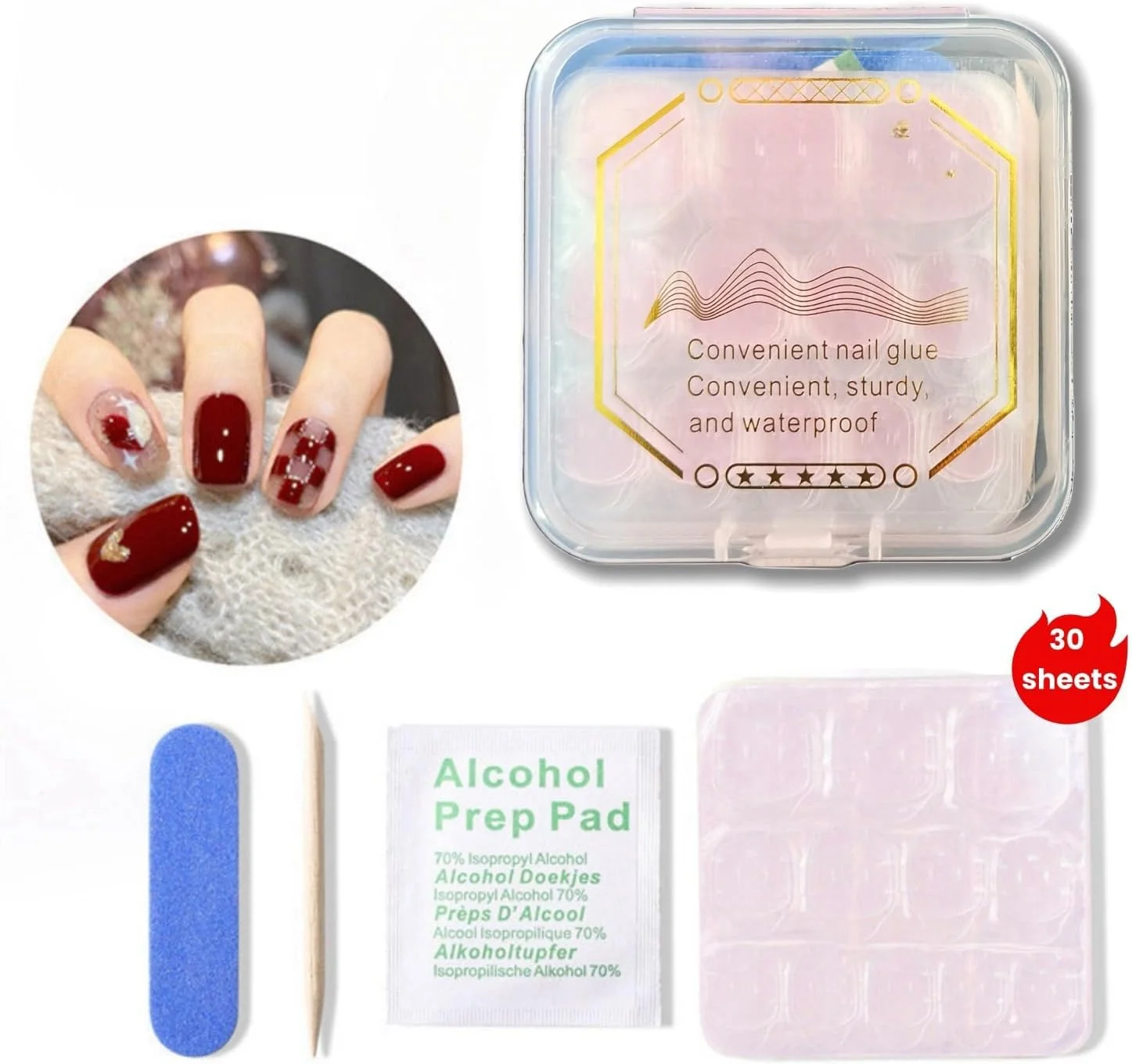 چسب ناخن 360 عددی (30 ورق) استیکر ناخن مصنوعی دو طرفه صورتی برای ناخن های فشاری، ضد آب و تنفس پذیر، چسب ژله ای نوک ناخن مصنوعی، بسته بندی جعبه ای چسب ناخن 360 عددی (30 ورق) استیکر ناخن مصنوعی دو طرفه صورتی برای ناخن های فشاری، ضد آب و تنفس پذیر، چسب ژله ای نوک ناخن مصنوعی، بسته بندی جعبه ای