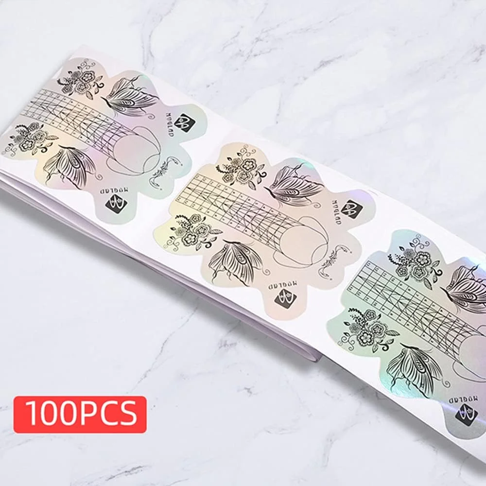 استیکر فرم ناخن SUNNEEN، راهنمای طراحی ناخن، ابزار اکستنشن ناخن چسبی، شکل پروانه ای برای اکریلیک، ژل UV، ابزار راهنمای اکستنشن ناخن، مراقبت از ناخن، ابزار مانیکور DIY، 100 عدد / 300 عدد