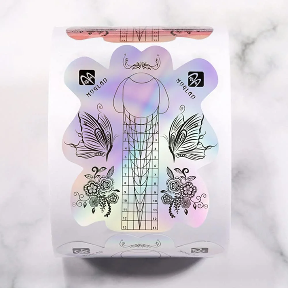 استیکر فرم ناخن SUNNEEN، راهنمای طراحی ناخن، ابزار اکستنشن ناخن چسبی، شکل پروانه ای برای اکریلیک، ژل UV، ابزار راهنمای اکستنشن ناخن، مراقبت از ناخن، ابزار مانیکور DIY، 100 عدد / 300 عدد