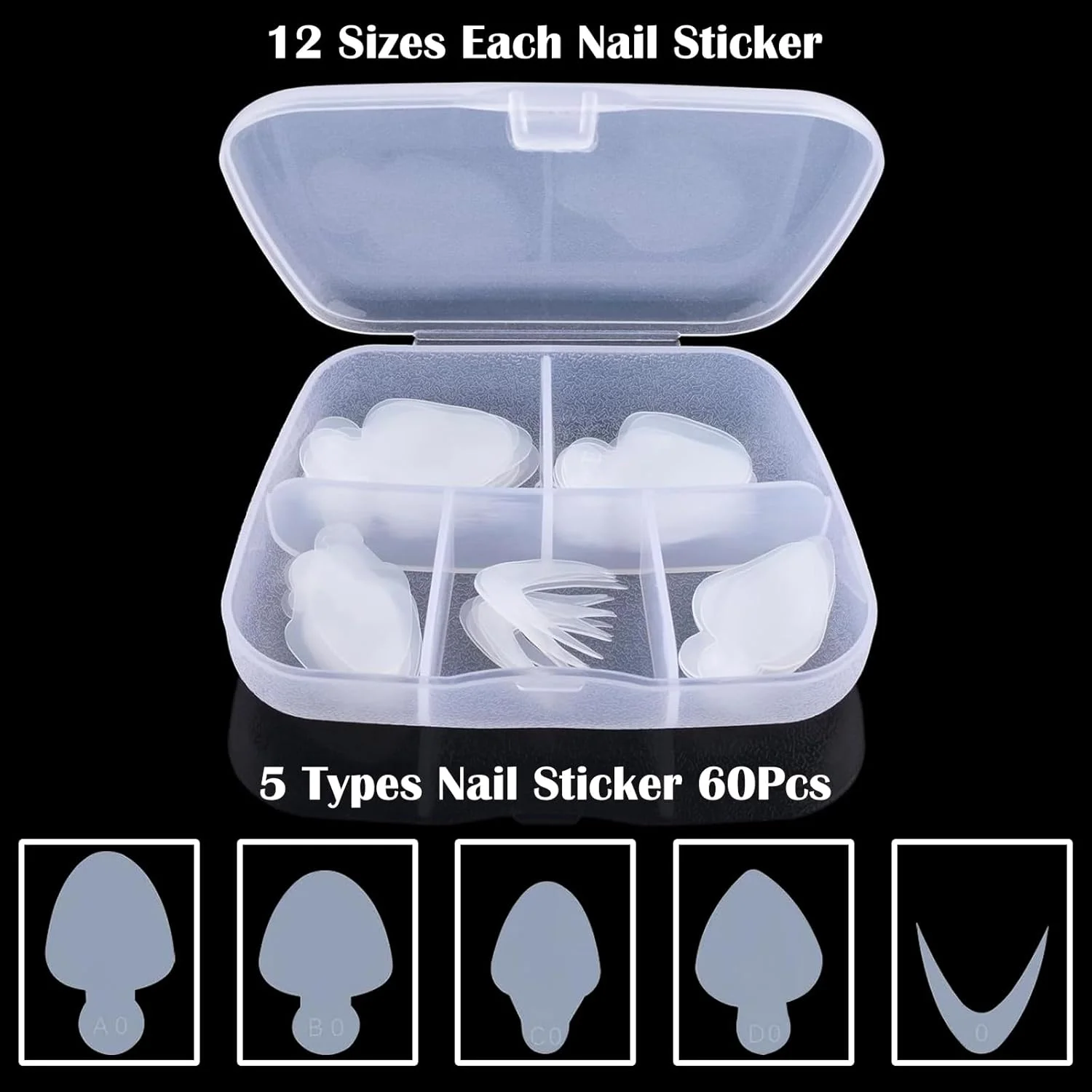 برچسب های طراحی ناخن فرانسوی، 60 عدد شابلون اکستنشن ناخن، شابلون های ناخن قابل بازیافت، شابلون اکستنشن ناخن نرم، شابلون های اکستنشن بادوام برای مانیکور فرانسوی، برچسب ناخن فرانسوی