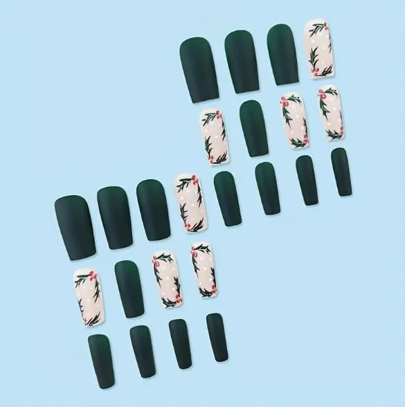 ۲۴ عدد برچسب ناخن مربعی، طرح ستاره، اکستنشن ناخن مصنوعی، ناخن های قابل جابجایی