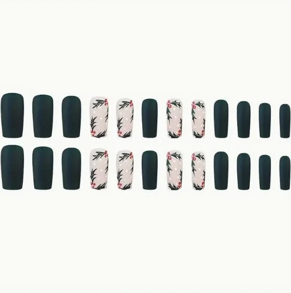 ۲۴ عدد برچسب ناخن مربعی، طرح ستاره، اکستنشن ناخن مصنوعی، ناخن های قابل جابجایی