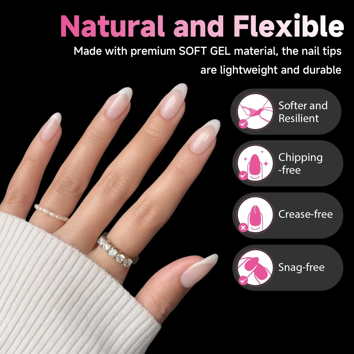 کپسول ناخن بادامی آمریکایی UNA GELLA، 504 عدد در 12 سایز، تیپ ناخن از پیش فرم داده شده نیمه مات برای ناخن های اکریلیک، استیکرهای ناخن مصنوعی برای اکستنشن و هنر DIY