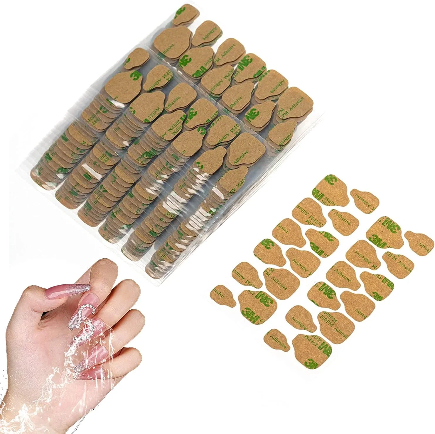 برچسب چسب ناخن، SYOSI بسته 50 عددی برچسب های چسبی ناخن برای ناخن مصنوعی چسب ژل برچسب های دو طرفه ضد آب چسبندگی قوی شفاف