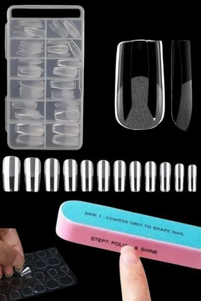 120 ناخن مصنوعی شفاف طرح تابوتی و فرانسوی با جعبه نگهداری ناخن، سوهان ناخن 7 طرفه رایگان و استیکر چسب ناخن رایگان، بهترین پیشنهاد مقرون به صرفه 120 ناخن مصنوعی شفاف طرح تابوتی و فرانسوی با جعبه نگهداری ناخن، سوهان ناخن 7 طرفه رایگان و استیکر چسب ناخن رایگان، بهترین پیشنهاد مقرون به صرفه