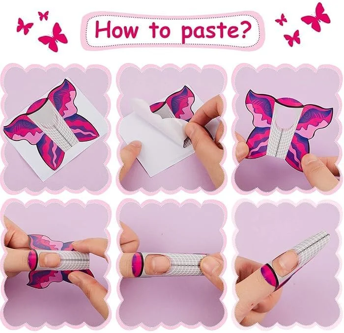 برچسب های فرم طراحی ناخن، طرح پروانه، 300 عدد، برای اکستنشن های اکریلیک و ژل برچسب های فرم طراحی ناخن، طرح پروانه، 300 عدد، برای اکستنشن های اکریلیک و ژل