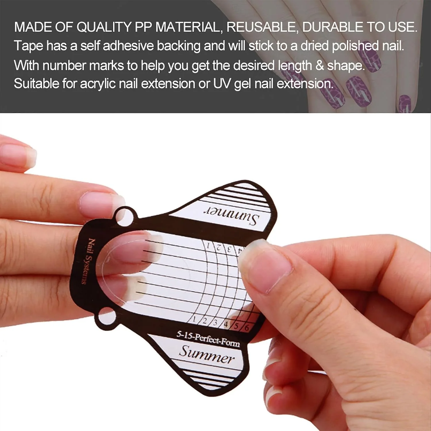 راهنمای فرم اکستنشن ناخن، برچسب نوک ناخن 13×7×2، 100 عدد، ابزار مانیکور ژل UV
