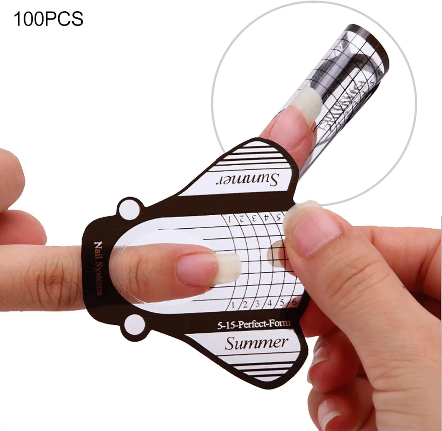 راهنمای فرم اکستنشن ناخن، برچسب نوک ناخن 13×7×2، 100 عدد، ابزار مانیکور ژل UV