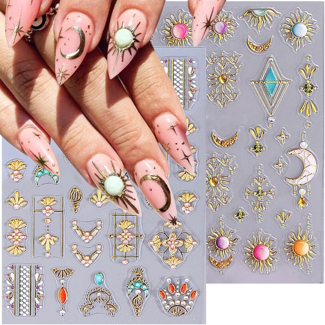 2 ورق برچسب ناخن، برچسب های رنگارنگ بوهو سه بعدی ناخن، لوازم جانبی تزئین ناخن خودچسب براق برای مانیکور زنان دختران بچه ها 2 ورق برچسب ناخن، برچسب های رنگارنگ بوهو سه بعدی ناخن، لوازم جانبی تزئین ناخن خودچسب براق برای مانیکور زنان دختران بچه ها