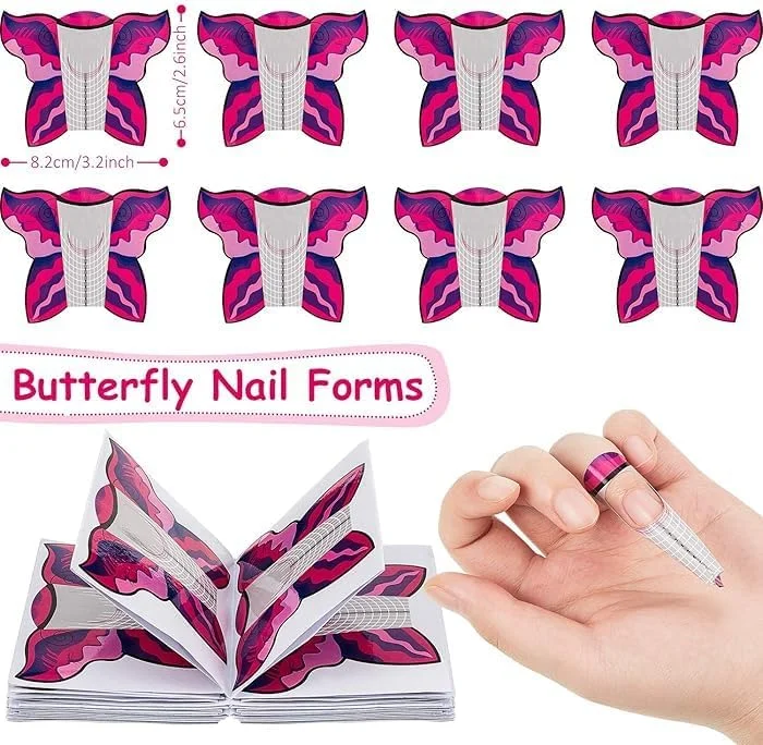 برچسب های فرم ناخن طرح پروانه، 300 عدد، برای کاشت ناخن با ژل و اکریلیک برچسب های فرم ناخن طرح پروانه، 300 عدد، برای کاشت ناخن با ژل و اکریلیک