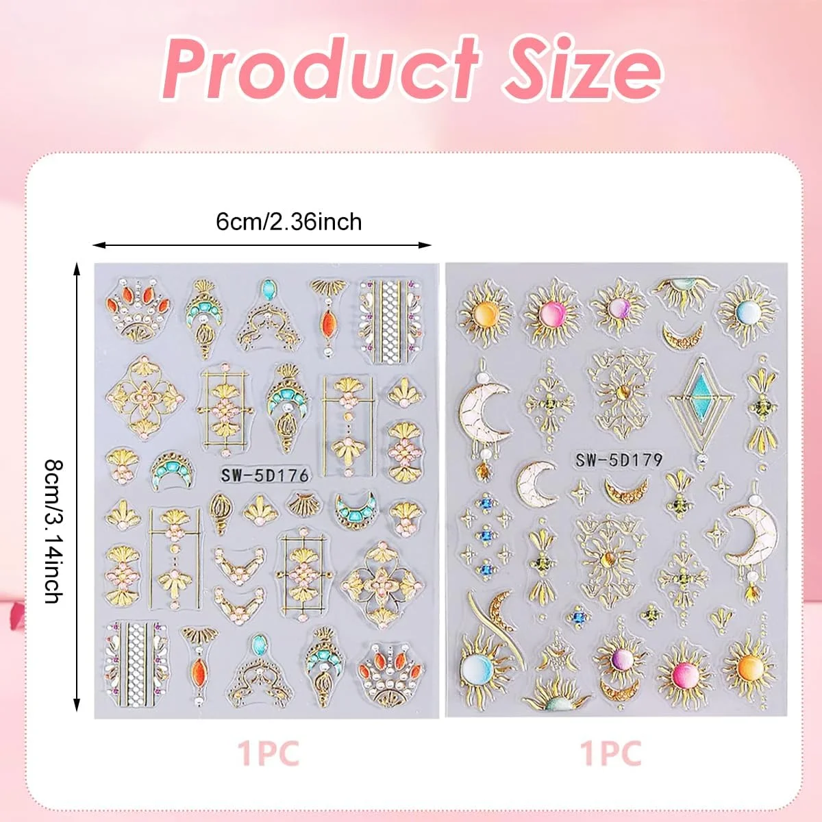 2 ورق برچسب ناخن، برچسب های رنگارنگ بوهو سه بعدی ناخن، لوازم جانبی تزئین ناخن خودچسب براق برای مانیکور زنان دختران بچه ها 2 ورق برچسب ناخن، برچسب های رنگارنگ بوهو سه بعدی ناخن، لوازم جانبی تزئین ناخن خودچسب براق برای مانیکور زنان دختران بچه ها