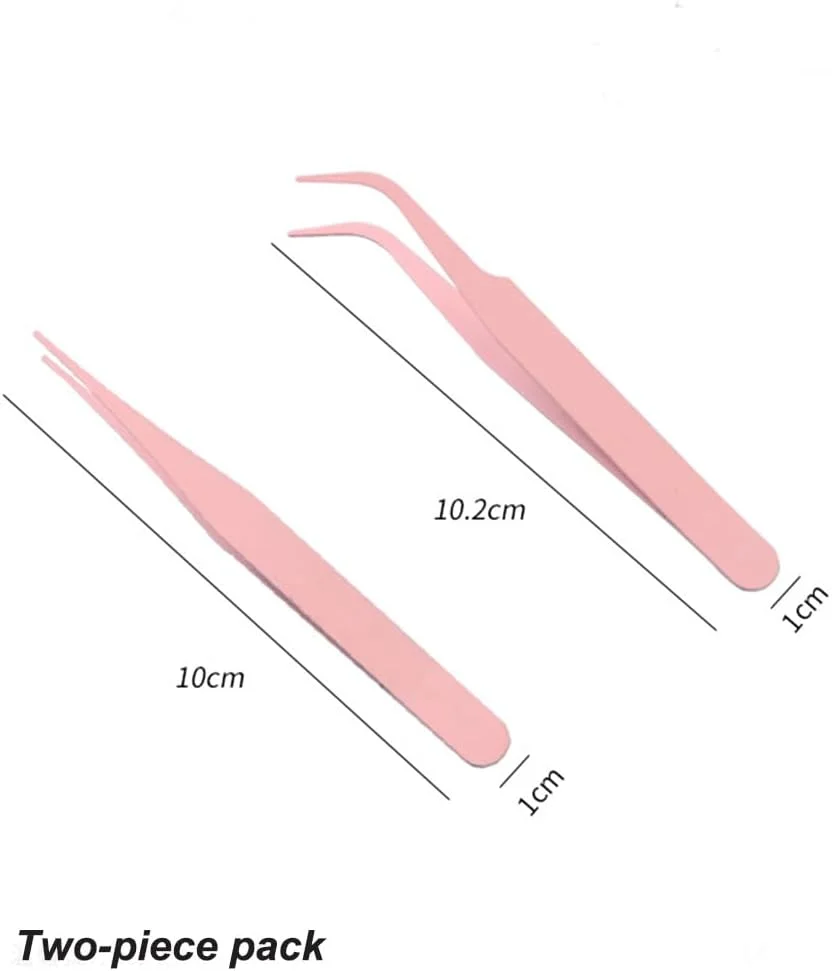 دو عدد موچین استیل ضد زنگ برای کارهای دستی، کیت موچین استیکر، موچین چند منظوره با نوک صاف و خمیده برای اکستنشن مژه و استیکر طراحی ناخن، ابزار ساخت جواهرات کوچک DIY (صورتی) دو عدد موچین استیل ضد زنگ برای کارهای دستی، کیت موچین استیکر، موچین چند منظوره با نوک صاف و خمیده برای اکستنشن مژه و استیکر طراحی ناخن، ابزار ساخت جواهرات کوچک DIY (صورتی)