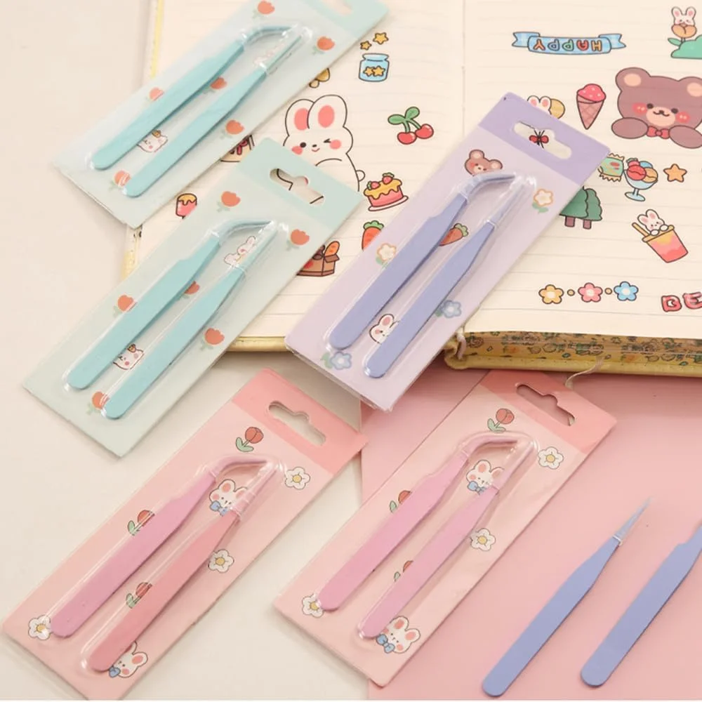 دو عدد موچین استیل ضد زنگ برای کارهای دستی، کیت موچین استیکر، موچین چند منظوره با نوک صاف و خمیده برای اکستنشن مژه و استیکر طراحی ناخن، ابزار ساخت جواهرات کوچک DIY (صورتی) دو عدد موچین استیل ضد زنگ برای کارهای دستی، کیت موچین استیکر، موچین چند منظوره با نوک صاف و خمیده برای اکستنشن مژه و استیکر طراحی ناخن، ابزار ساخت جواهرات کوچک DIY (صورتی)