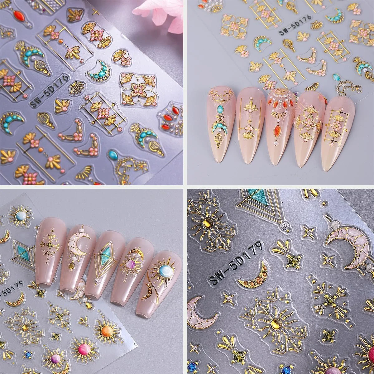 2 ورق برچسب ناخن، برچسب های رنگارنگ بوهو سه بعدی ناخن، لوازم جانبی تزئین ناخن خودچسب براق برای مانیکور زنان دختران بچه ها 2 ورق برچسب ناخن، برچسب های رنگارنگ بوهو سه بعدی ناخن، لوازم جانبی تزئین ناخن خودچسب براق برای مانیکور زنان دختران بچه ها