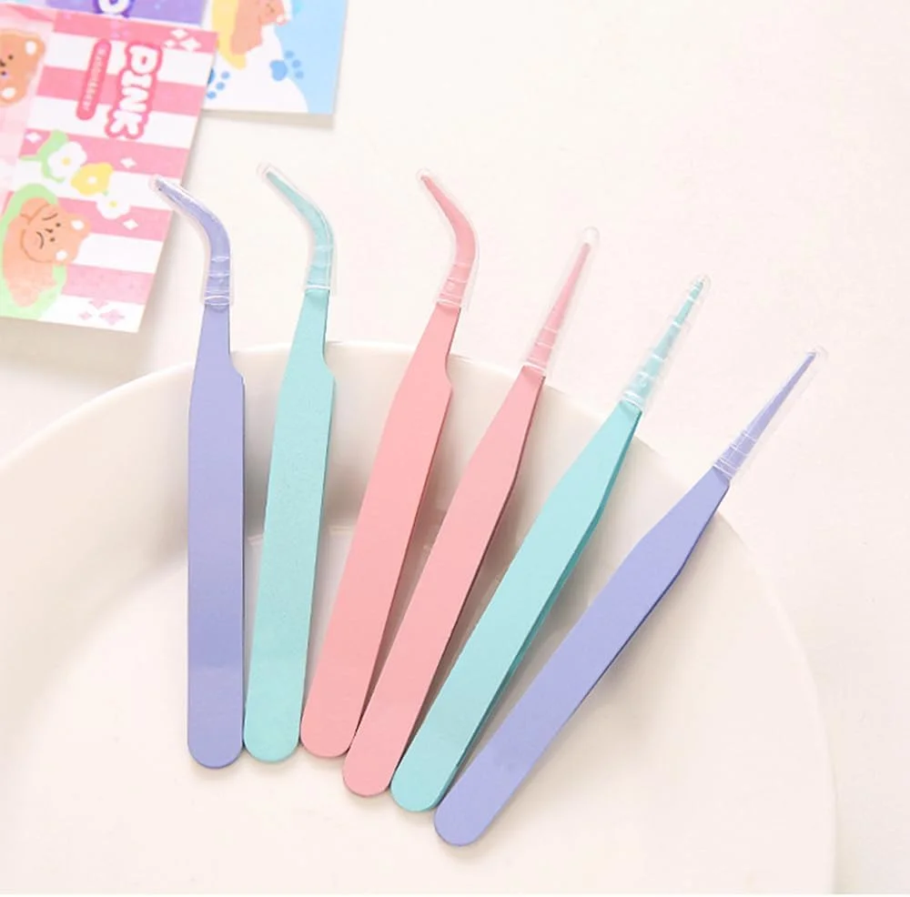 دو عدد موچین استیل ضد زنگ برای کارهای دستی، کیت موچین استیکر، موچین چند منظوره با نوک صاف و خمیده برای اکستنشن مژه و استیکر طراحی ناخن، ابزار ساخت جواهرات کوچک DIY (صورتی) دو عدد موچین استیل ضد زنگ برای کارهای دستی، کیت موچین استیکر، موچین چند منظوره با نوک صاف و خمیده برای اکستنشن مژه و استیکر طراحی ناخن، ابزار ساخت جواهرات کوچک DIY (صورتی)