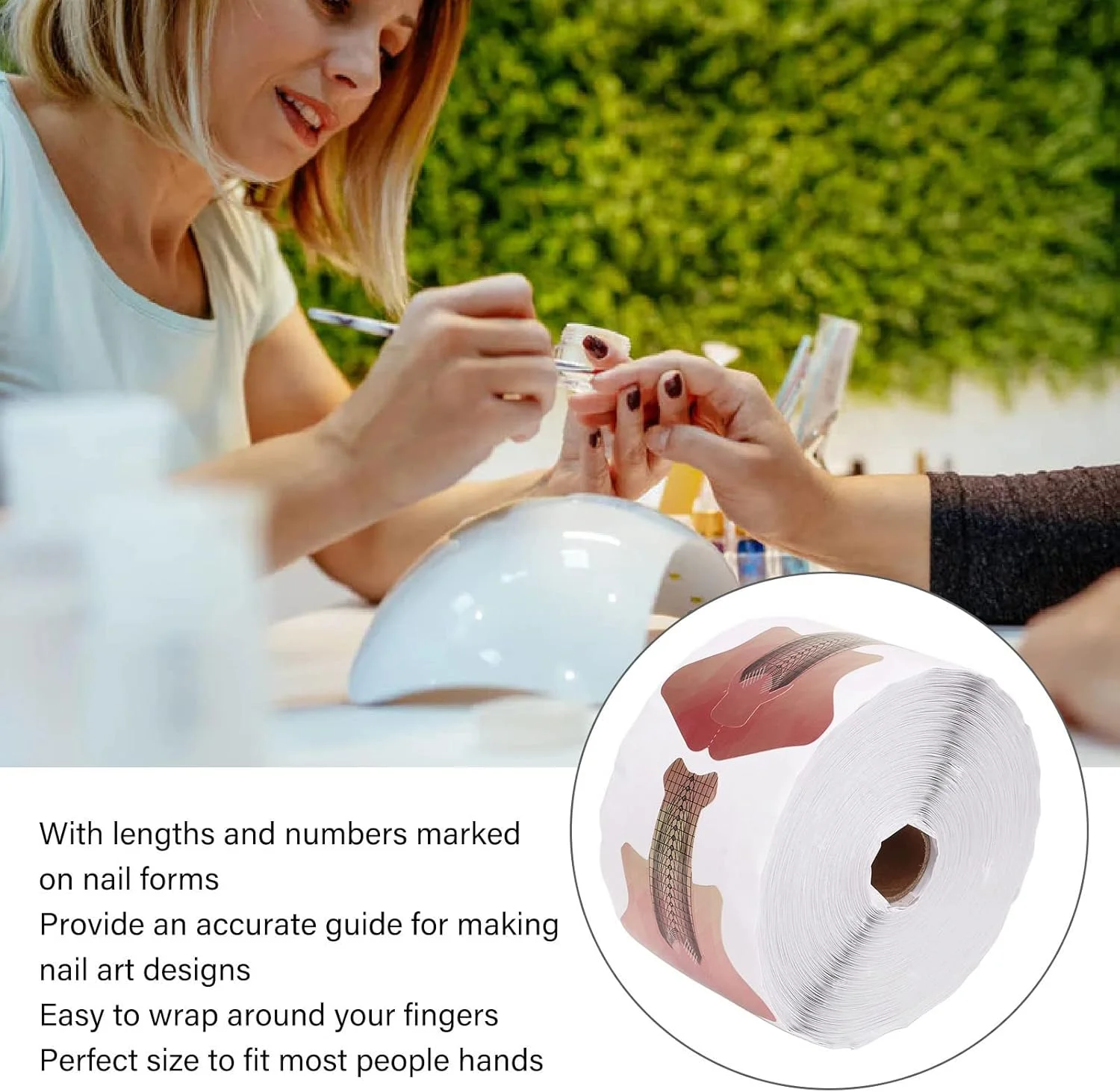 استیکر فرم ناخن جداشدنی خود چسب سوراندی، 500 عدد راهنمای فرم ناخن، علامت گذاری شده واضح، شکل دهنده فرم ناخن DIY برای سالن خانگی استیکر فرم ناخن جداشدنی خود چسب سوراندی، 500 عدد راهنمای فرم ناخن، علامت گذاری شده واضح، شکل دهنده فرم ناخن DIY برای سالن خانگی