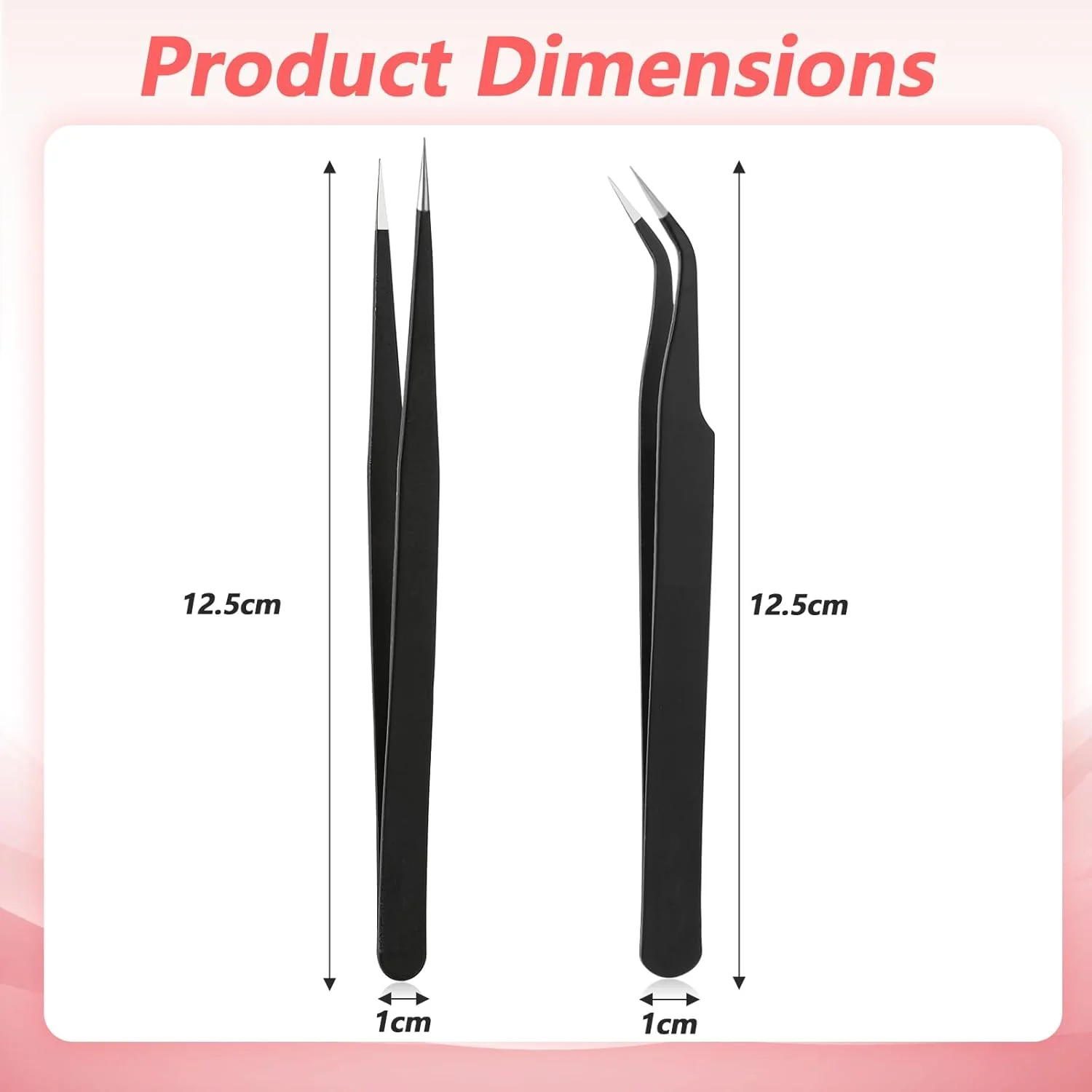 دو عدد موچین استیل ضد زنگ، موچین استیکر نوک صاف و خمیده از جنس استیل ضد زنگ برای اکستنشن مژه، لوازم الکترونیکی دقیق، نگین ناخن و جواهرات