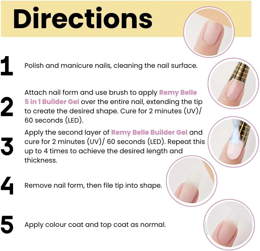 ژل بیلدر 5 در 1 رمی بل، 15 میل، ژل های بیلدر ناخن رنگ بدن، تقویت کننده ناخن، تیپ های اکستنشن ناخن (نیاز به خشک شدن زیر لامپ UV LED دارد)