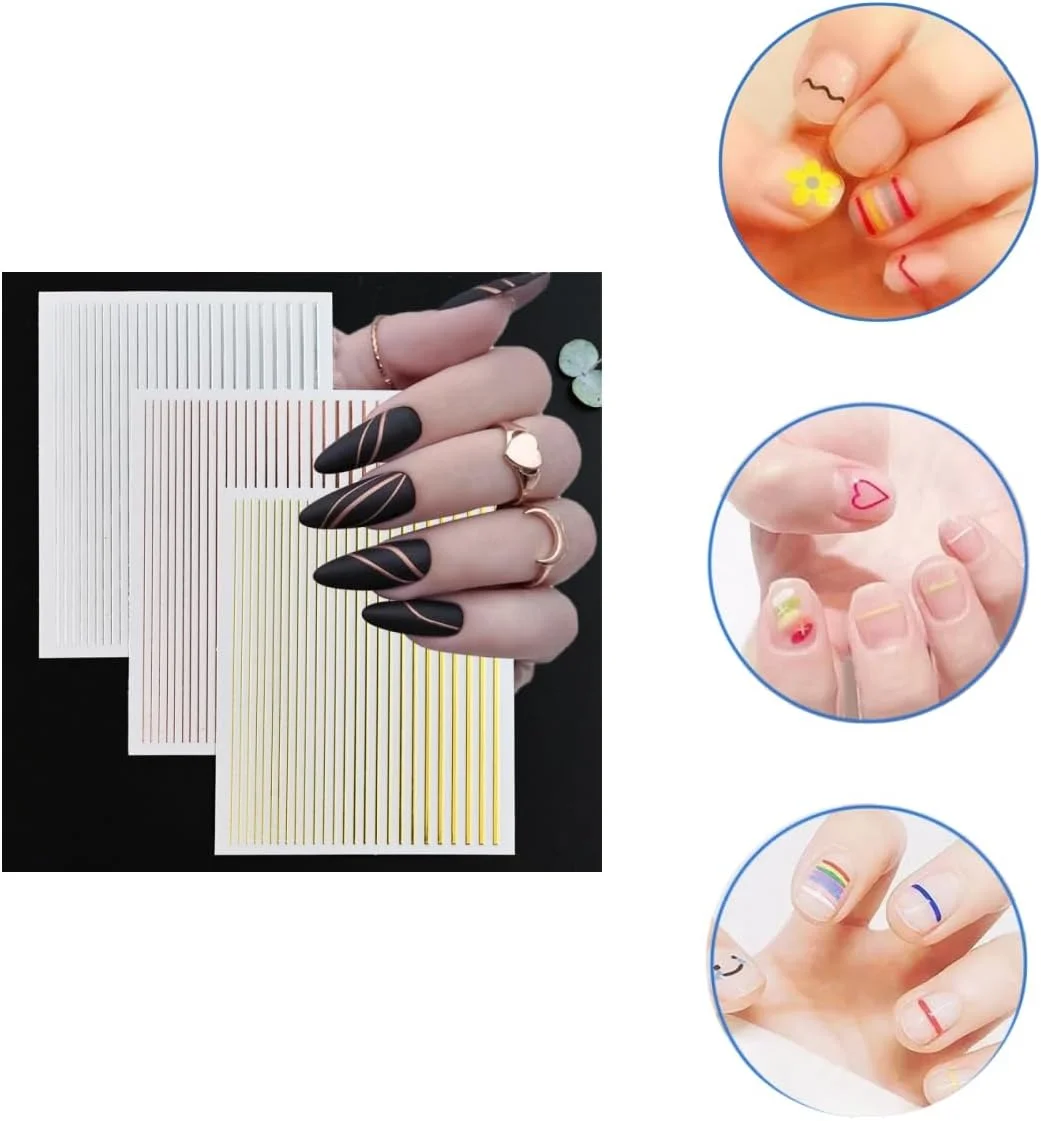 برچسب ناخن سه بعدی SamGreatWorld، 10 ورق استیکر ناخن خود چسب، استیکرهای طراحی ناخن خطی، برگردان های رنگارنگ سه بعدی منحنی راه راه، تزئینات مانیکور DIY ناخن انگشت برای زنان و دختران برچسب ناخن سه بعدی SamGreatWorld، 10 ورق استیکر ناخن خود چسب، استیکرهای طراحی ناخن خطی، برگردان های رنگارنگ سه بعدی منحنی راه راه، تزئینات مانیکور DIY ناخن انگشت برای زنان و دختران