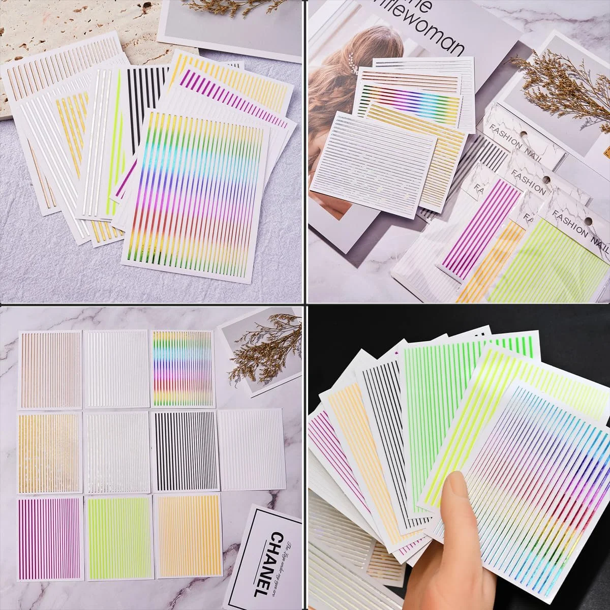 برچسب ناخن سه بعدی SamGreatWorld، 10 ورق استیکر ناخن خود چسب، استیکرهای طراحی ناخن خطی، برگردان های رنگارنگ سه بعدی منحنی راه راه، تزئینات مانیکور DIY ناخن انگشت برای زنان و دختران برچسب ناخن سه بعدی SamGreatWorld، 10 ورق استیکر ناخن خود چسب، استیکرهای طراحی ناخن خطی، برگردان های رنگارنگ سه بعدی منحنی راه راه، تزئینات مانیکور DIY ناخن انگشت برای زنان و دختران