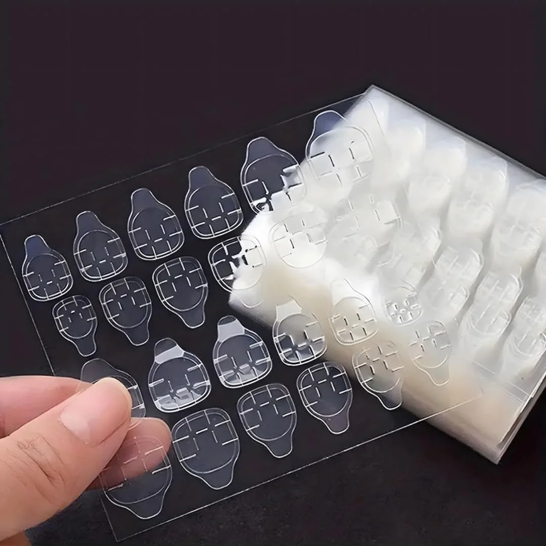 برچسب های چسبی ناخن دو طرفه شفاف NIKITA.VIVI - 20 ورق (480 عدد) | استیکرهای چسب ناخن، ژل چسبی ناخن مصنوعی، نوارهای چسبی اکستنشن ناخن | چسب انعطاف پذیر ناخن مصنوعی برای مانیکور