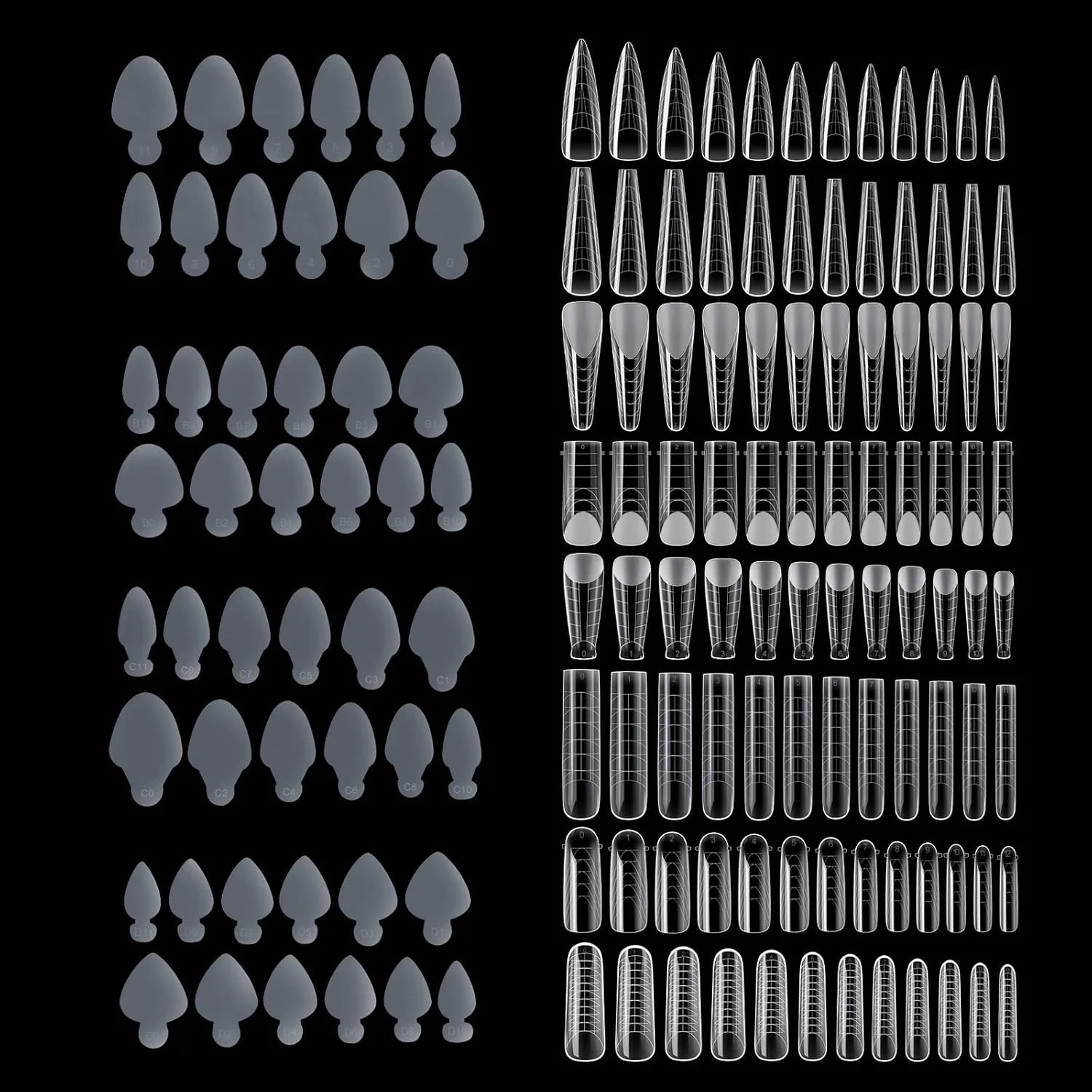 ست قالب دوگانه ناخن و استیکر سیلیکونی فرنچ ناخن NMKL38، شامل 288 قطعه، پد قابل استفاده مجدد برای طراحی سریع ناخن