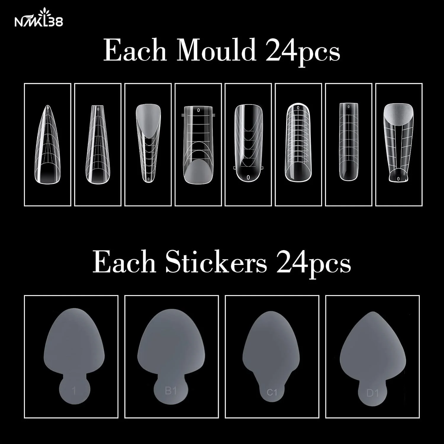 ست قالب دوگانه ناخن و استیکر سیلیکونی فرنچ ناخن NMKL38، شامل 288 قطعه، پد قابل استفاده مجدد برای طراحی سریع ناخن ست قالب دوگانه ناخن و استیکر سیلیکونی فرنچ ناخن NMKL38، شامل 288 قطعه، پد قابل استفاده مجدد برای طراحی سریع ناخن