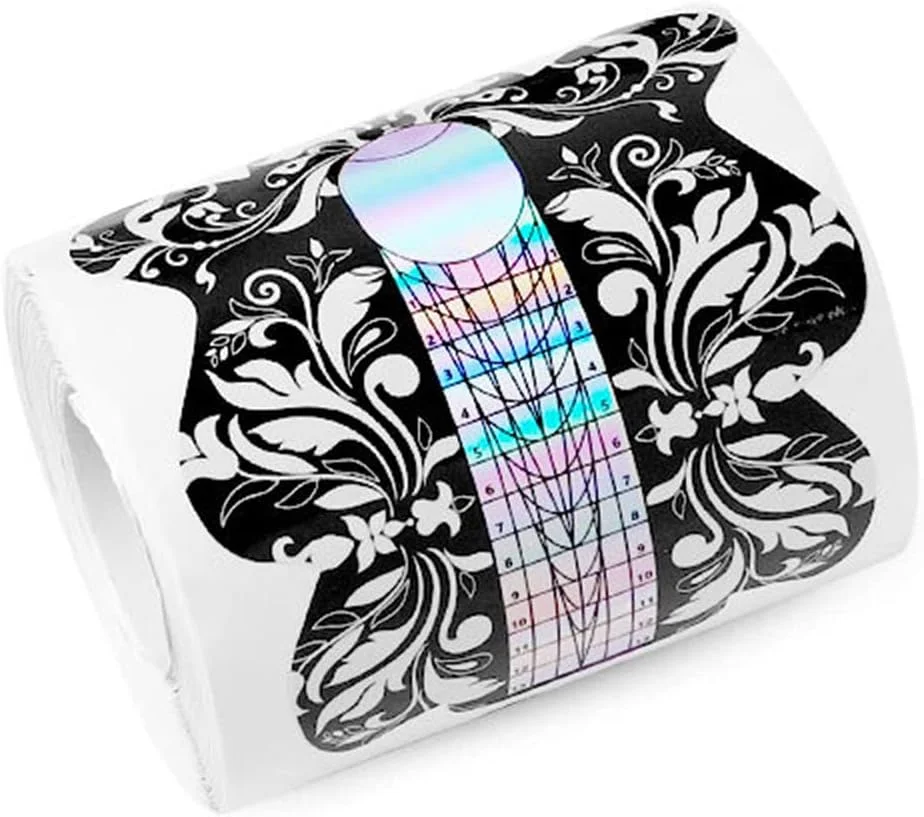 100 عدد فرم ناخن، برچسب راهنمای طراحی ناخن، ابزار فرم دهی ناخن، شکل پروانه ای برای اکریلیک، ژل UV، ابزار راهنمای اکستنشن ناخن، مراقبت از ناخن، ابزار مانیکور DIY