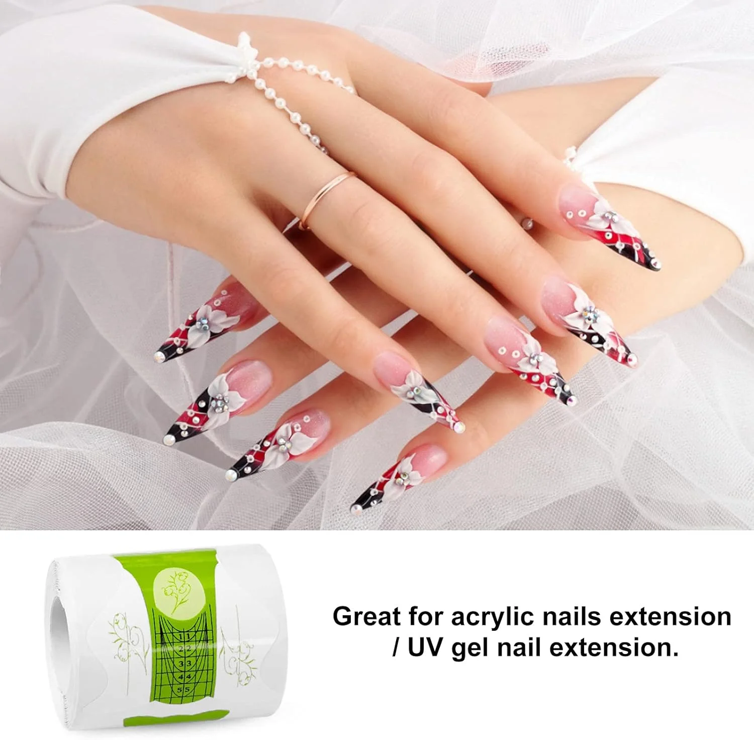 100 عدد فرم ناخن، برچسب راهنمای طراحی ناخن، ابزار فرم دهی ناخن، شکل پروانه ای برای اکریلیک، ژل UV، ابزار راهنمای اکستنشن ناخن، مراقبت از ناخن، ابزار مانیکور DIY