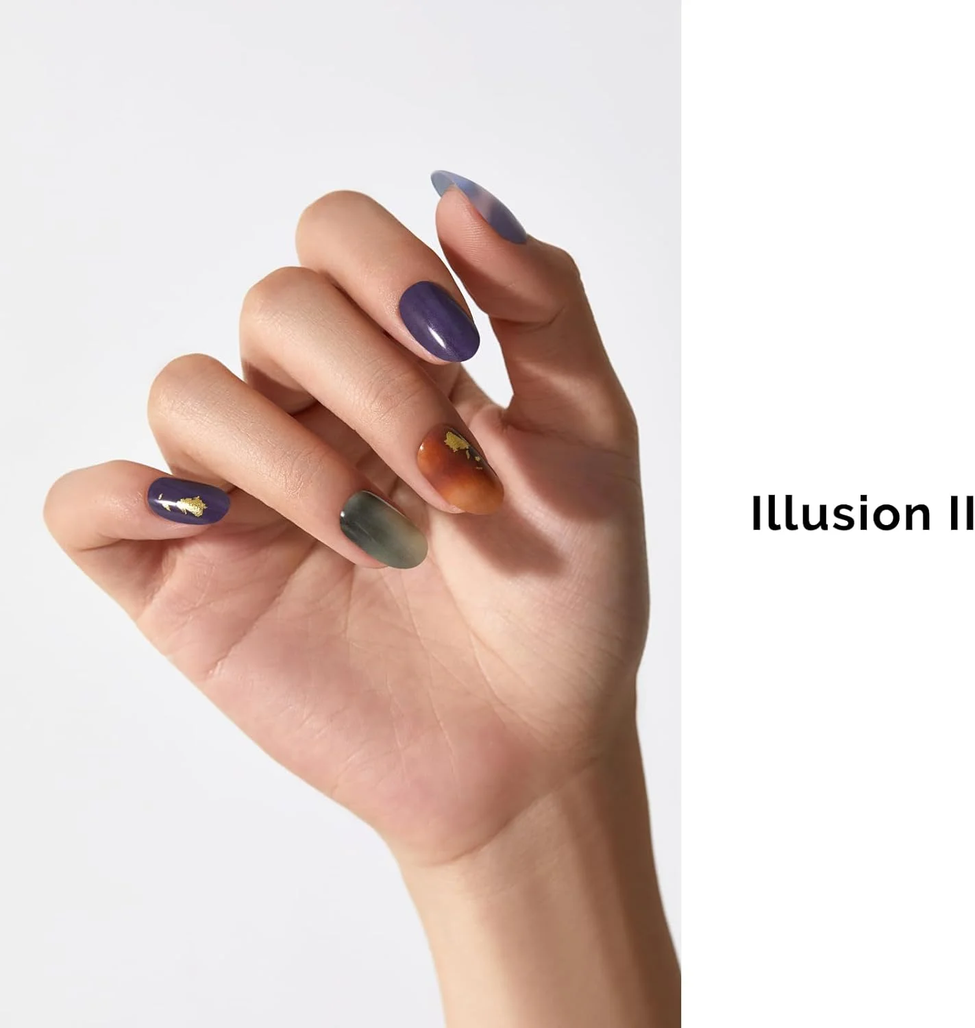 برچسب ناخن ژلی سخت شونده با UV نایلوگ، بسته 34 عددی برچسب ناخن آمبره، خود چسب، نوارهای ژل ناخن با ماندگاری طولانی، فویل ژل ناخن UV با کیفیت سالن، Illusion II