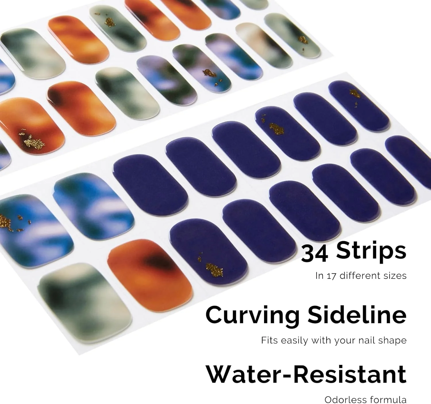 برچسب ناخن ژلی سخت شونده با UV نایلوگ، بسته 34 عددی برچسب ناخن آمبره، خود چسب، نوارهای ژل ناخن با ماندگاری طولانی، فویل ژل ناخن UV با کیفیت سالن، Illusion II
