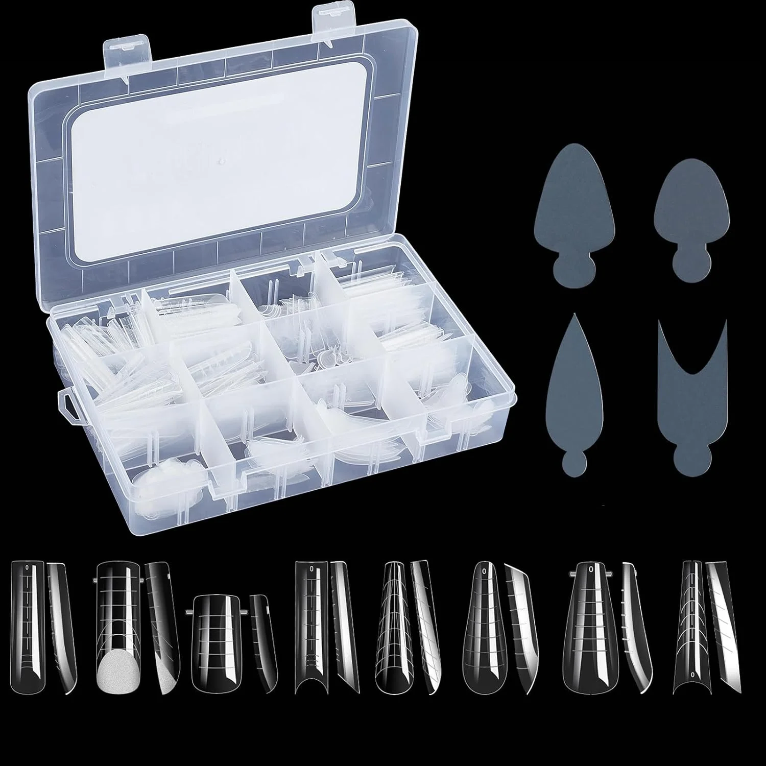 NICENEEDED 288 عدد ناخن مصنوعی شفاف برای ناخن های فرانسوی، 96 عدد استیکر سیلیکونی قابل استفاده مجدد برای سیستم دوتایی، سایز 8 برای اکستنشن NICENEEDED 288 عدد ناخن مصنوعی شفاف برای ناخن های فرانسوی، 96 عدد استیکر سیلیکونی قابل استفاده مجدد برای سیستم دوتایی، سایز 8 برای اکستنشن