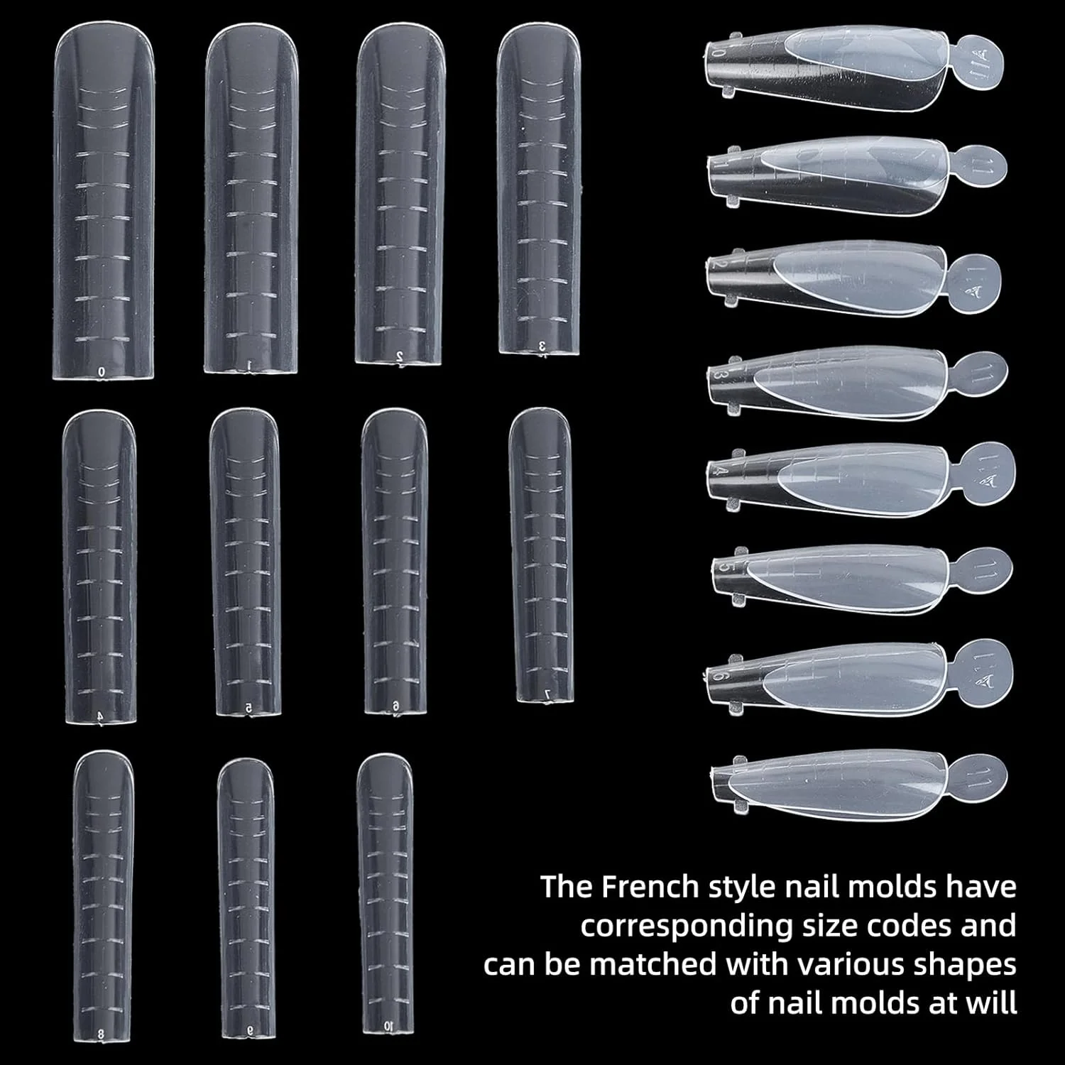 NICENEEDED 288 عدد ناخن مصنوعی شفاف برای ناخن های فرانسوی، 96 عدد استیکر سیلیکونی قابل استفاده مجدد برای سیستم دوتایی، سایز 8 برای اکستنشن