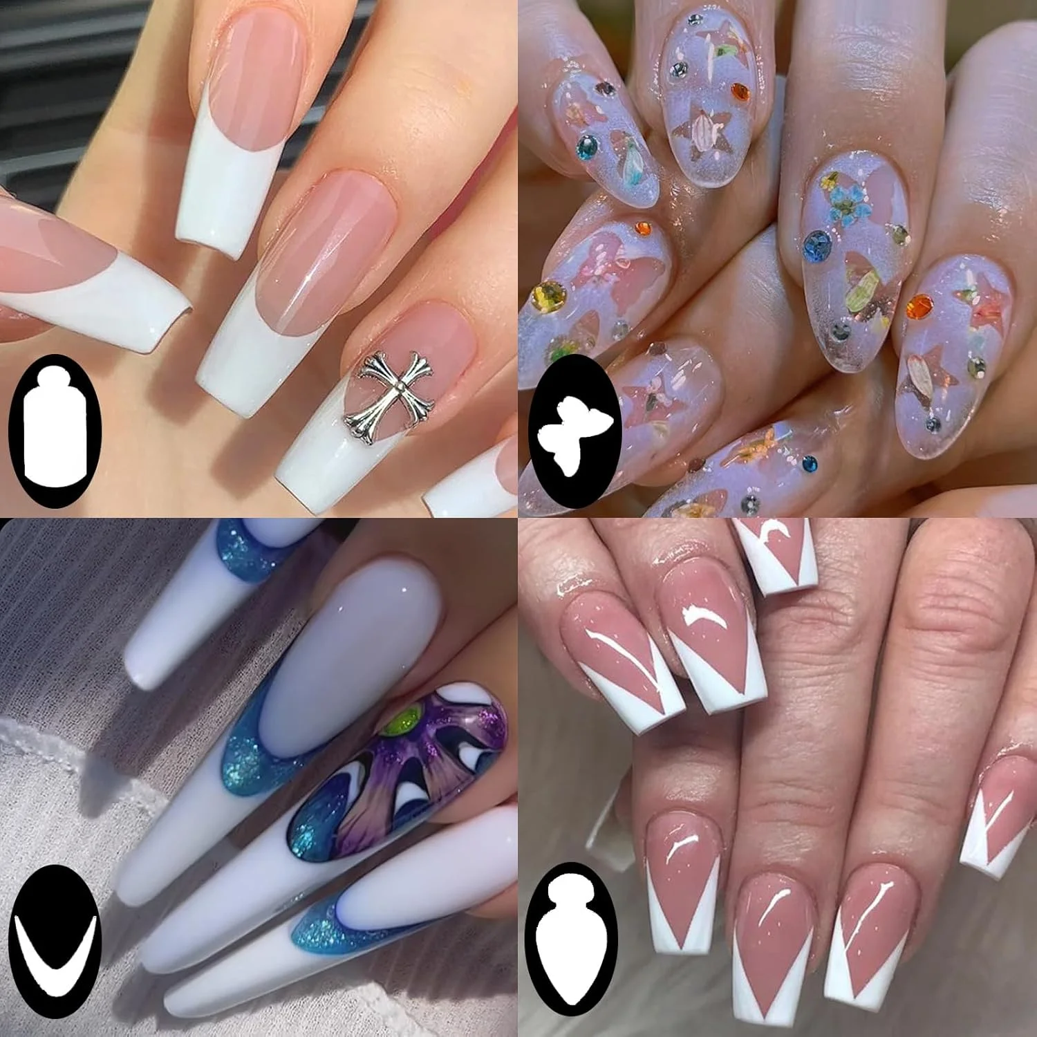 مجموعه 132 عددی قالب ناخن شفاف برای ناخن های فرانسوی، سیستم دوگانه، قالب های دوتایی، برچسب، پدهای سیلیکونی قابل استفاده مجدد، 11 سایز مختلف برای طراحی و کاشت ناخن در خانه مجموعه 132 عددی قالب ناخن شفاف برای ناخن های فرانسوی، سیستم دوگانه، قالب های دوتایی، برچسب، پدهای سیلیکونی قابل استفاده مجدد، 11 سایز مختلف برای طراحی و کاشت ناخن در خانه