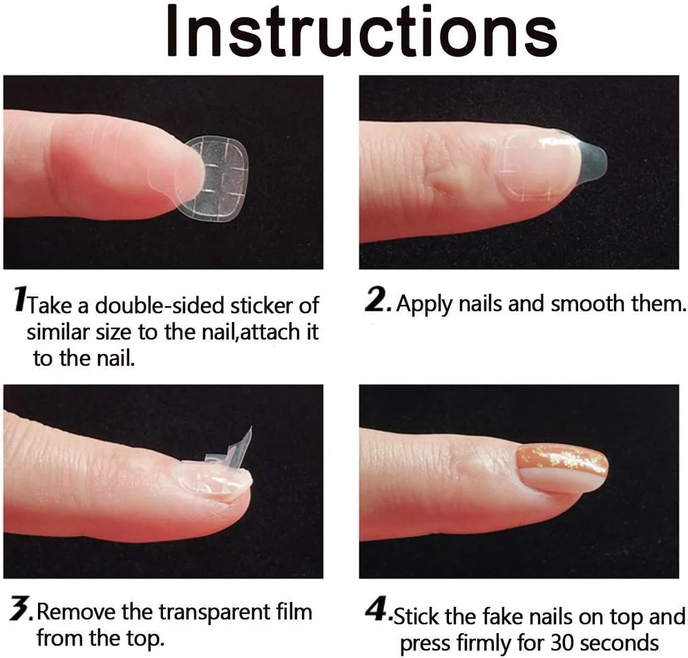 برچسب چسب ناخن دو طرفه mwellewm، 50 ورق / بسته، برچسب های چسبنده ناخن مصنوعی شفاف و انعطاف پذیر (50 عدد)