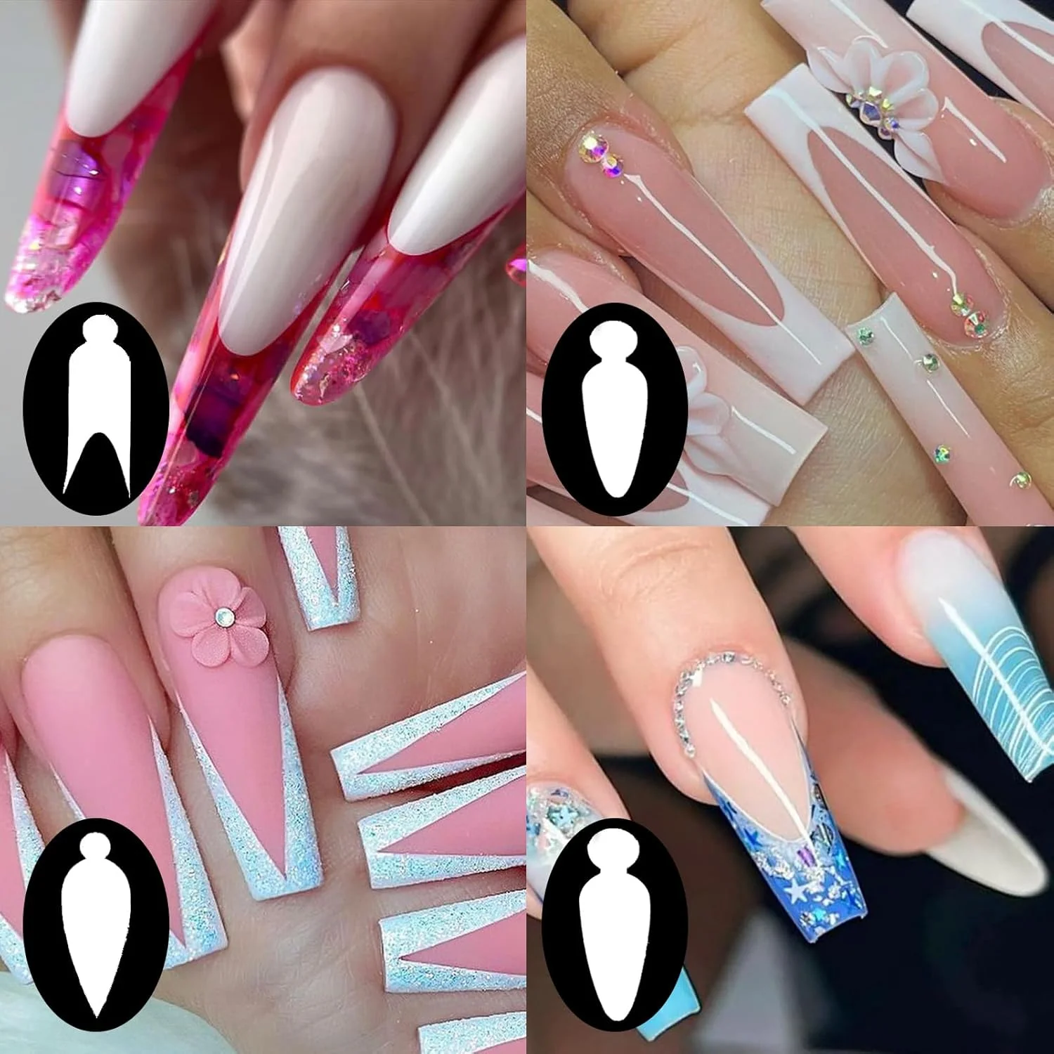 مجموعه 132 عددی قالب ناخن شفاف برای ناخن های فرانسوی، سیستم دوگانه، قالب های دوتایی، برچسب، پدهای سیلیکونی قابل استفاده مجدد، 11 سایز مختلف برای طراحی و کاشت ناخن در خانه مجموعه 132 عددی قالب ناخن شفاف برای ناخن های فرانسوی، سیستم دوگانه، قالب های دوتایی، برچسب، پدهای سیلیکونی قابل استفاده مجدد، 11 سایز مختلف برای طراحی و کاشت ناخن در خانه