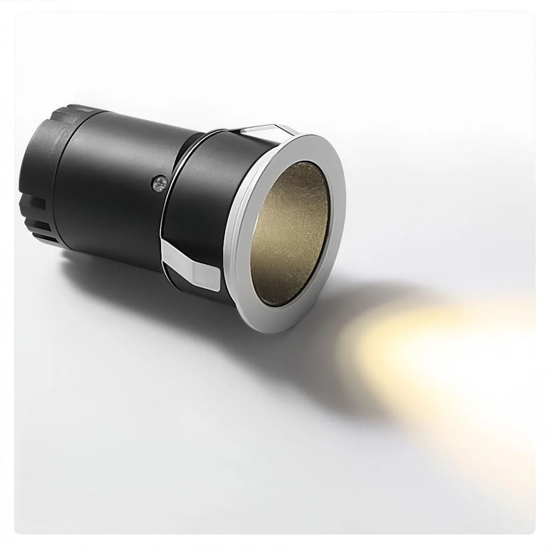 چراغ های نقطه ای ال ای دی 5 وات MEI JIA، بدنه سفید آلومینیومی، چراغ های COB عمیق ال ای دی، چراغ های نقطه ای سقفی توکار، لامپ برجسته آلومینیومی 3000K، چراغ های سقفی نصب شده (2005-5W)