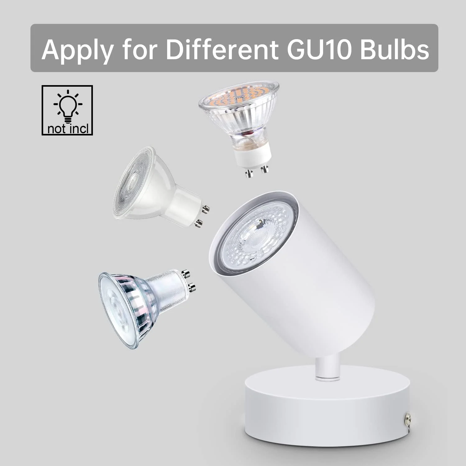 چراغ سقفی/دیواری کمبو، چراغ دیواری قابل تنظیم با سرپیچ GU10، فلز سفید گرد، چراغ سقفی داخلی برای آشپزخانه، اتاق ناهارخوری، اتاق خواب، راهرو، حداکثر توان 50 وات (لامپ شامل نمی شود)