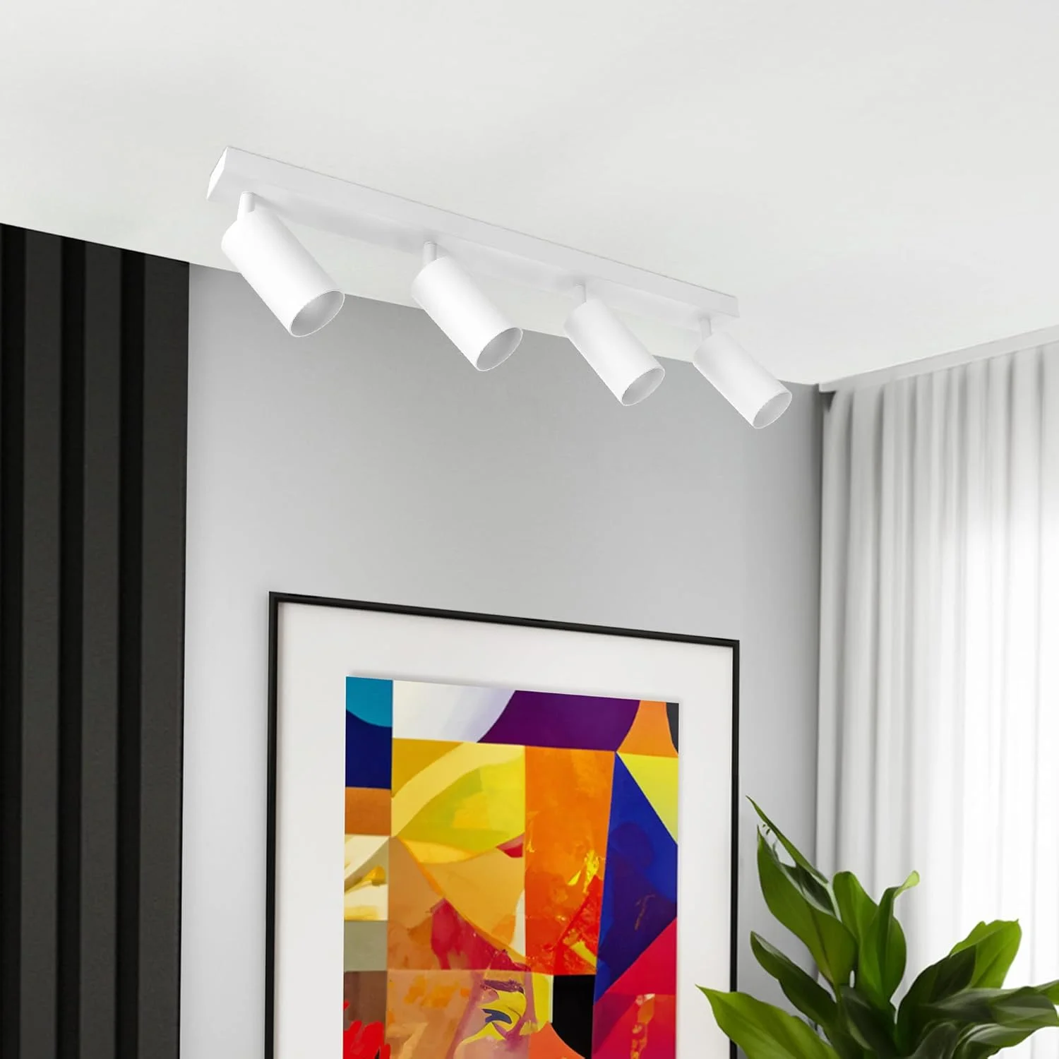 چراغ سقفی 4 شاخه EDO MALGA، 4 نورافکن سفید، نورافکن سقفی قابل تنظیم، چراغ سقفی GU10، چراغ سقفی 230 ولت، چراغ ریلی داخلی، نورافکن LED برای اتاق نشیمن و اتاق خواب چراغ سقفی 4 شاخه EDO MALGA، 4 نورافکن سفید، نورافکن سقفی قابل تنظیم، چراغ سقفی GU10، چراغ سقفی 230 ولت، چراغ ریلی داخلی، نورافکن LED برای اتاق نشیمن و اتاق خواب